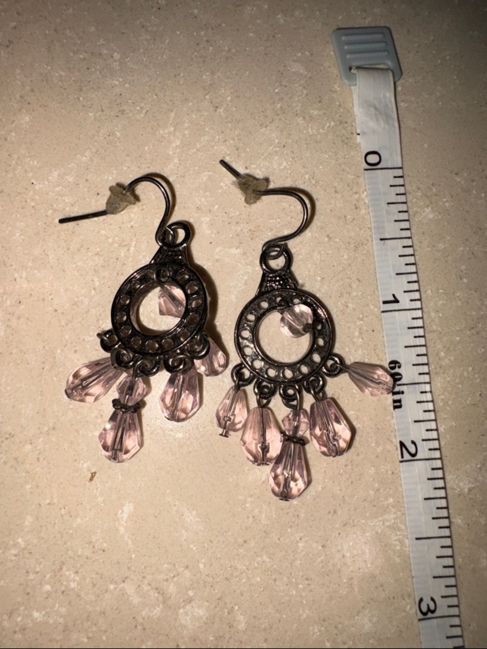 Pink Crystal Dangle chandelier hoop Earrings